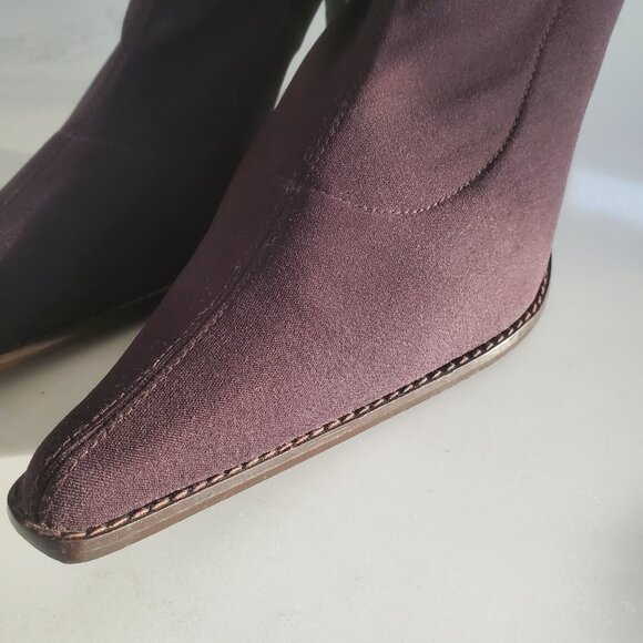 Martinez Valero Women's Dark Brown Stretch Pull On Boots Back Leather Trim 9.5 - Picture 4 of 16